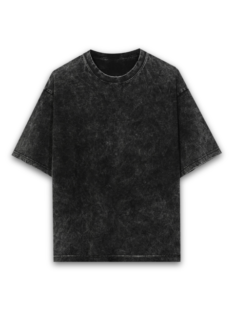 Unisex Acid Wash Oversized Classic T-shirt Black