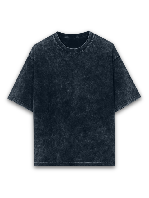 Unisex Acid Wash Oversized Classic T-shirt Navy Blue