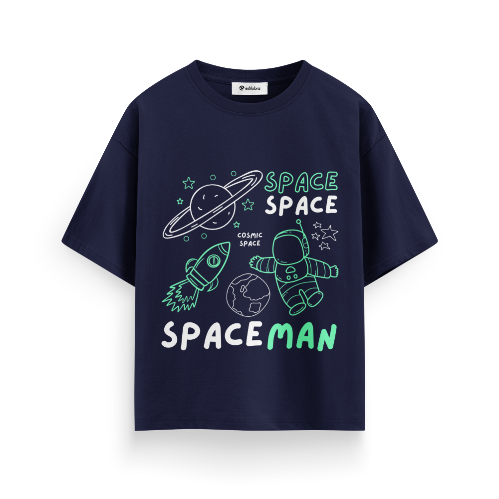 Navy Blue Unisex Terry Oversized Tee
